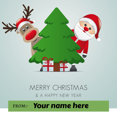 Merry Christmas and New Year Wishes Greeting With Name