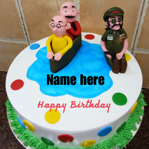 Motu Patlu Cake For Happy Birthday Wishes With Name