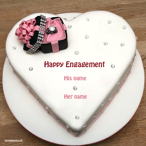  Write name on Happy Engagement wish greeting card pic