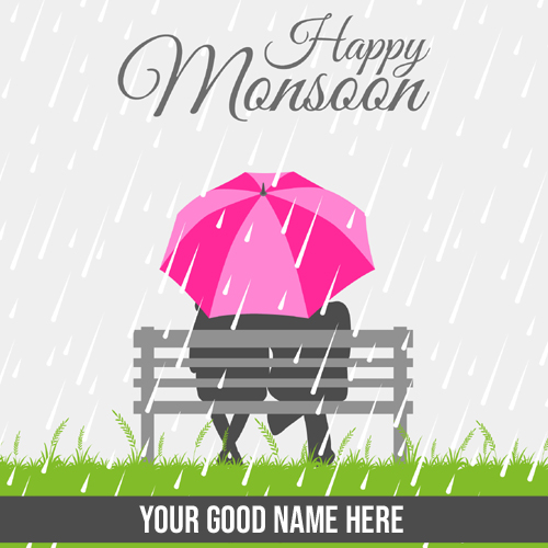 Happy Monsoon Wishes Love Couple Greeting With Name