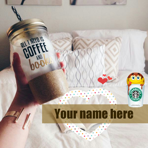 All in Need is Coffee and Book Quote Greeting With Name