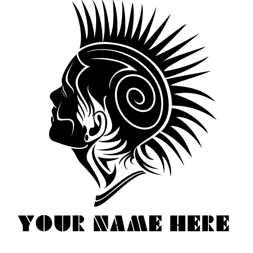Punk Face Stylish Boy Tattoo Design With You Name