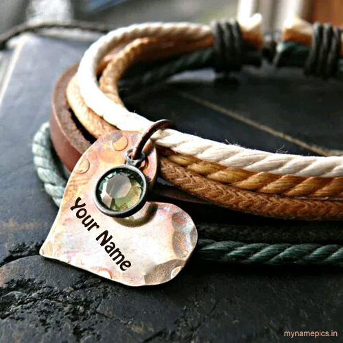 Write your name on heart shape bracelet 