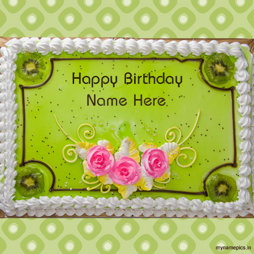 Write your name on Kiwi birthday cake profile pic
