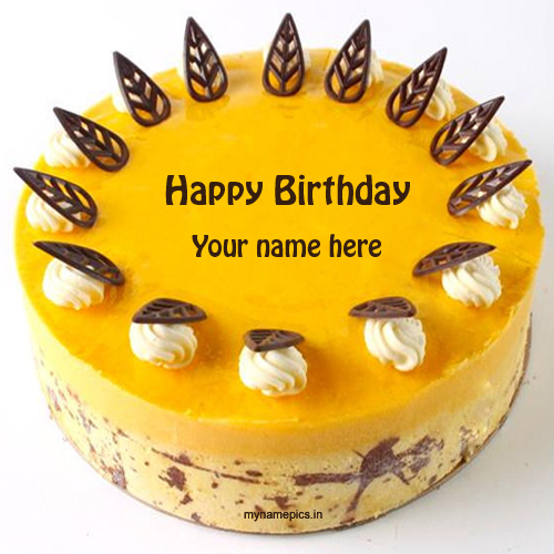 Write name on mango birthday cake pics 