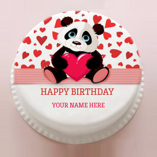 Write Name on Cute Panda Birthday Cake For Sweet Childr