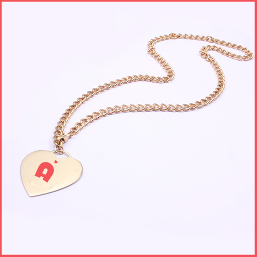 Print Name on Rose Gold Necklace With Heart Pendent