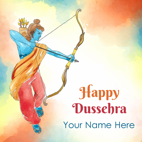 Write Name on Dussehra Vijayadashami Wishes Greeting