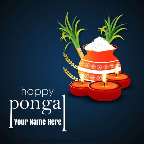 Write Name on Happy Pongal 2021 Wishes Greeting