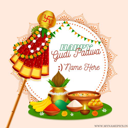 Indian Festival Gudi Padwa Greeting Card With Your Name