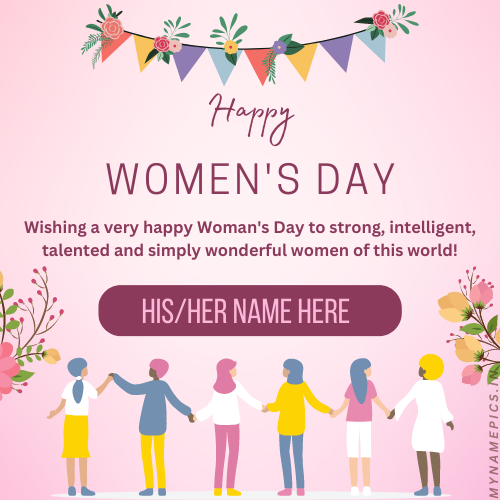 Write Name on Happy Womens Day 2023 Status Image