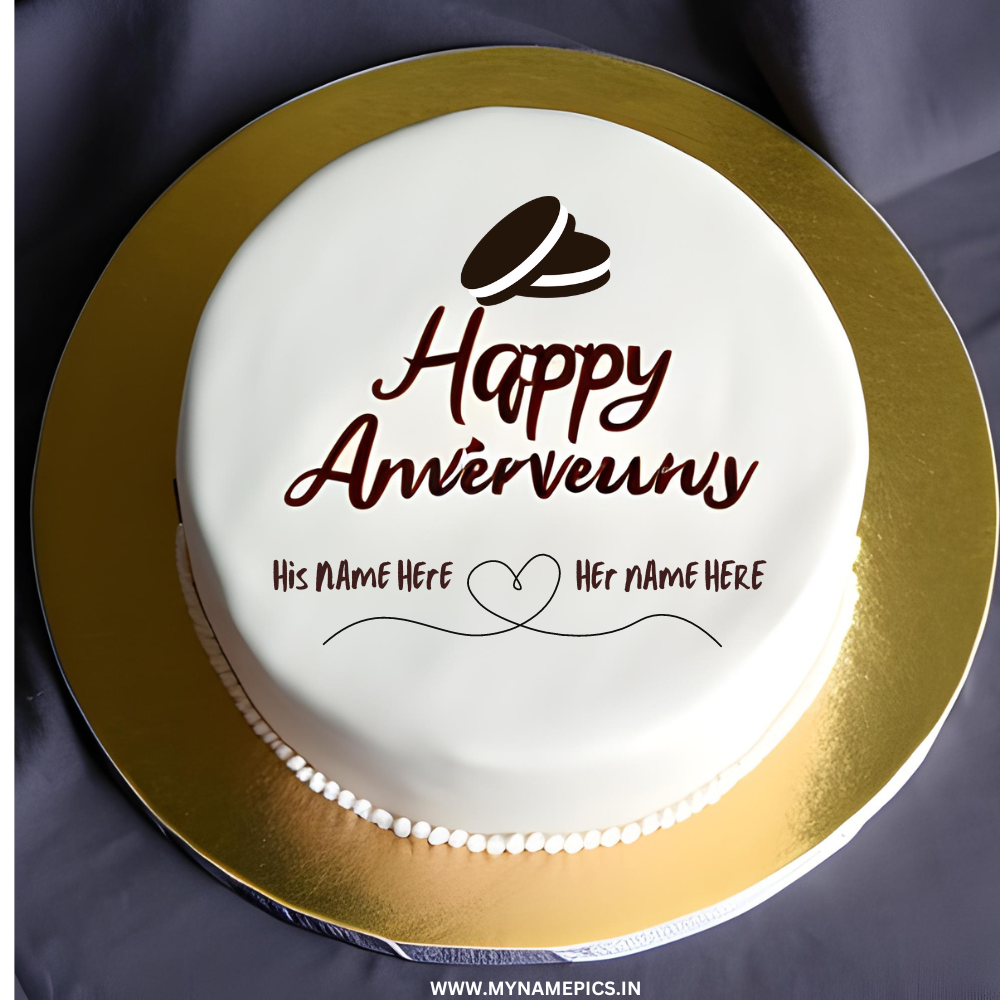 Delicious Creamy Happy Anniversary Cake With Custom Nam