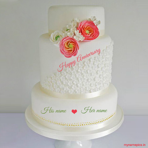 Write name on New wedding anniversary cake profile pic