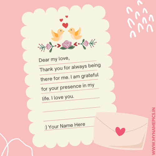 I Love You Romantic Love Letter With Girlfriend Name