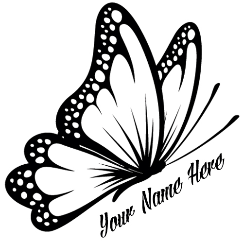 Flying Butterfly Tattoo Design With Your Custom Name