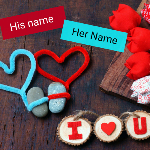 I Love You Couple Heart Romantic Greeting With Name