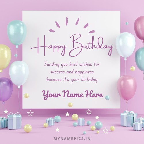 Write name on birthday cake and greeting card online