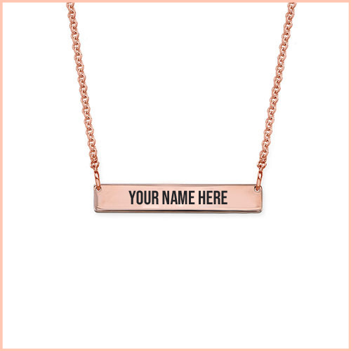 Customized Name Engraved Rose Gold Bar Necklace
