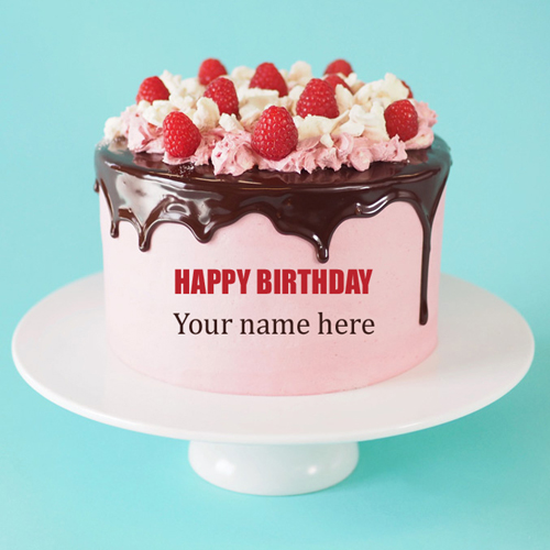 Chocolate Strawberry Birthday Cake With Your Name