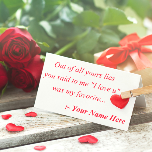 Write Name on Romantic Love Note With Rose Background