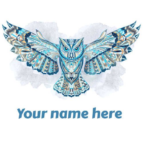 Write Name on Owl Tattoo Design For Whatsapp Status