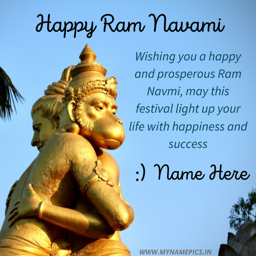 Print Name on Happy Ram Navami With Lord Hanuman
